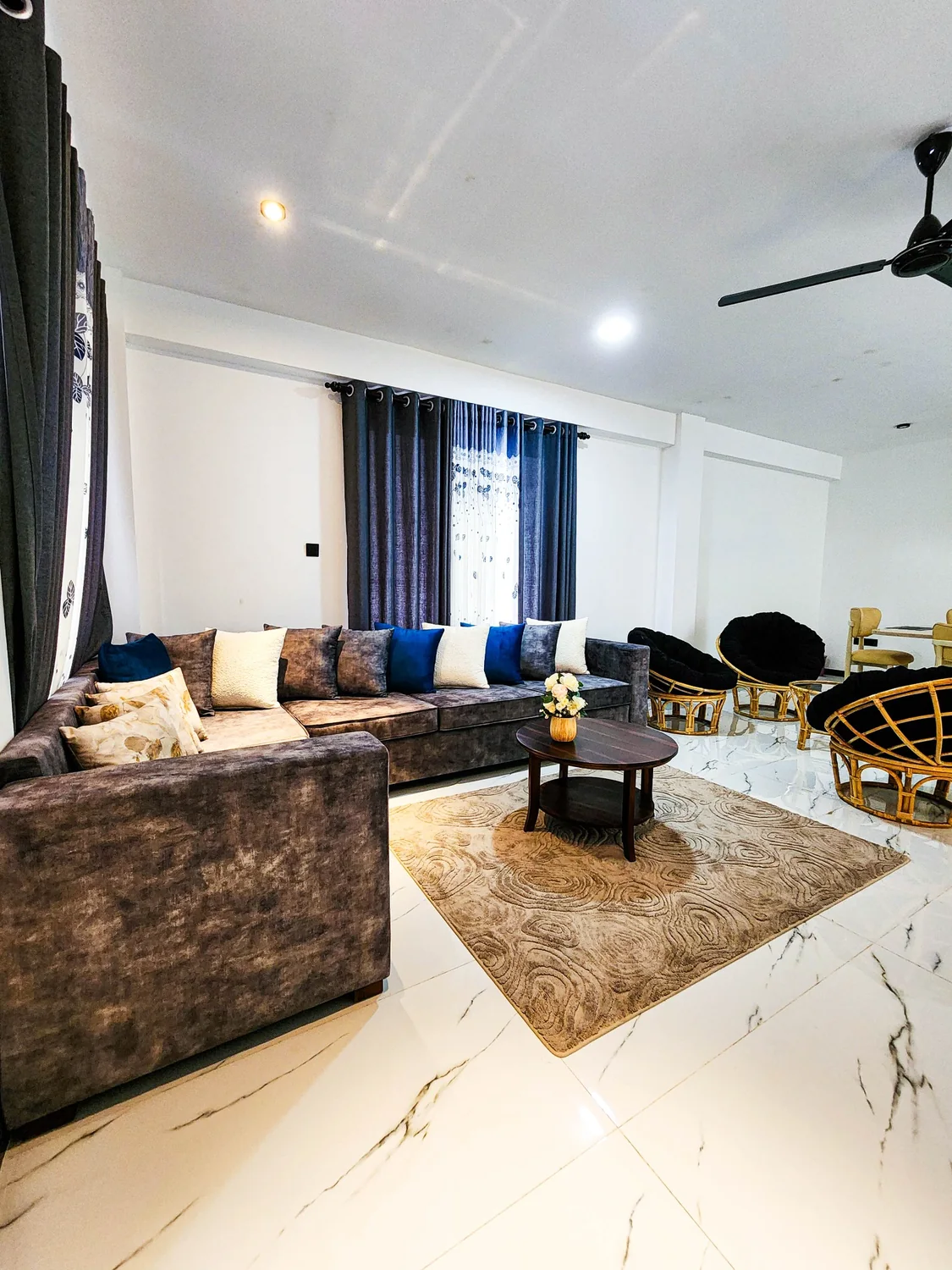 The villa's furnished living area